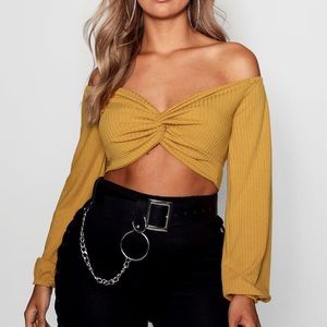 Mustard long sleeve crop top